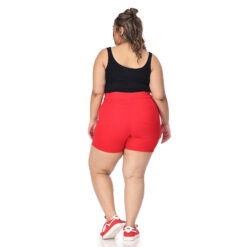 Red shorts women – Plus size active shape wear – 2 back pockets