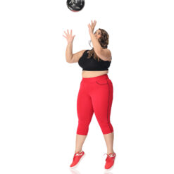 Red capris with piping women gym wear Low rise