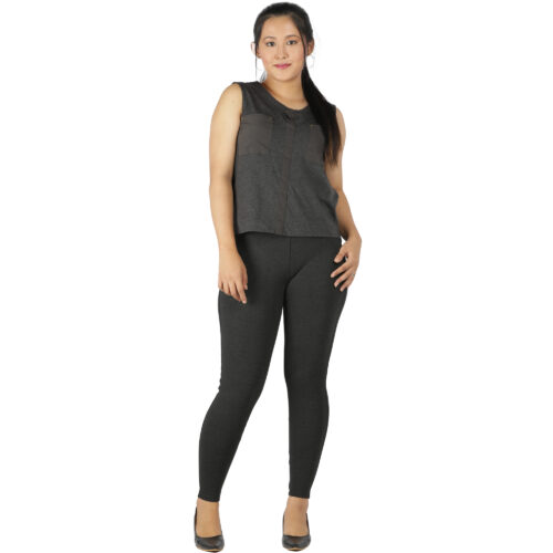 Charcoal grey jeggings for women Compression pant 2 back pkts - Image 6