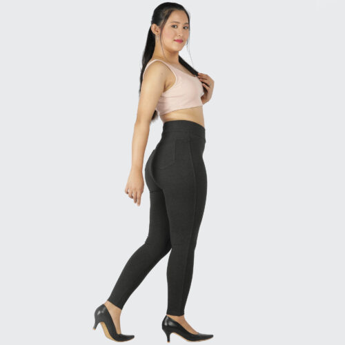 Charcoal grey jeggings for women Compression pant 2 back pkts - Image 8